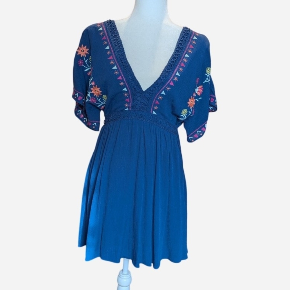 Blue Rain Floral Embroidered Mini Dress - Picture 8 of 10